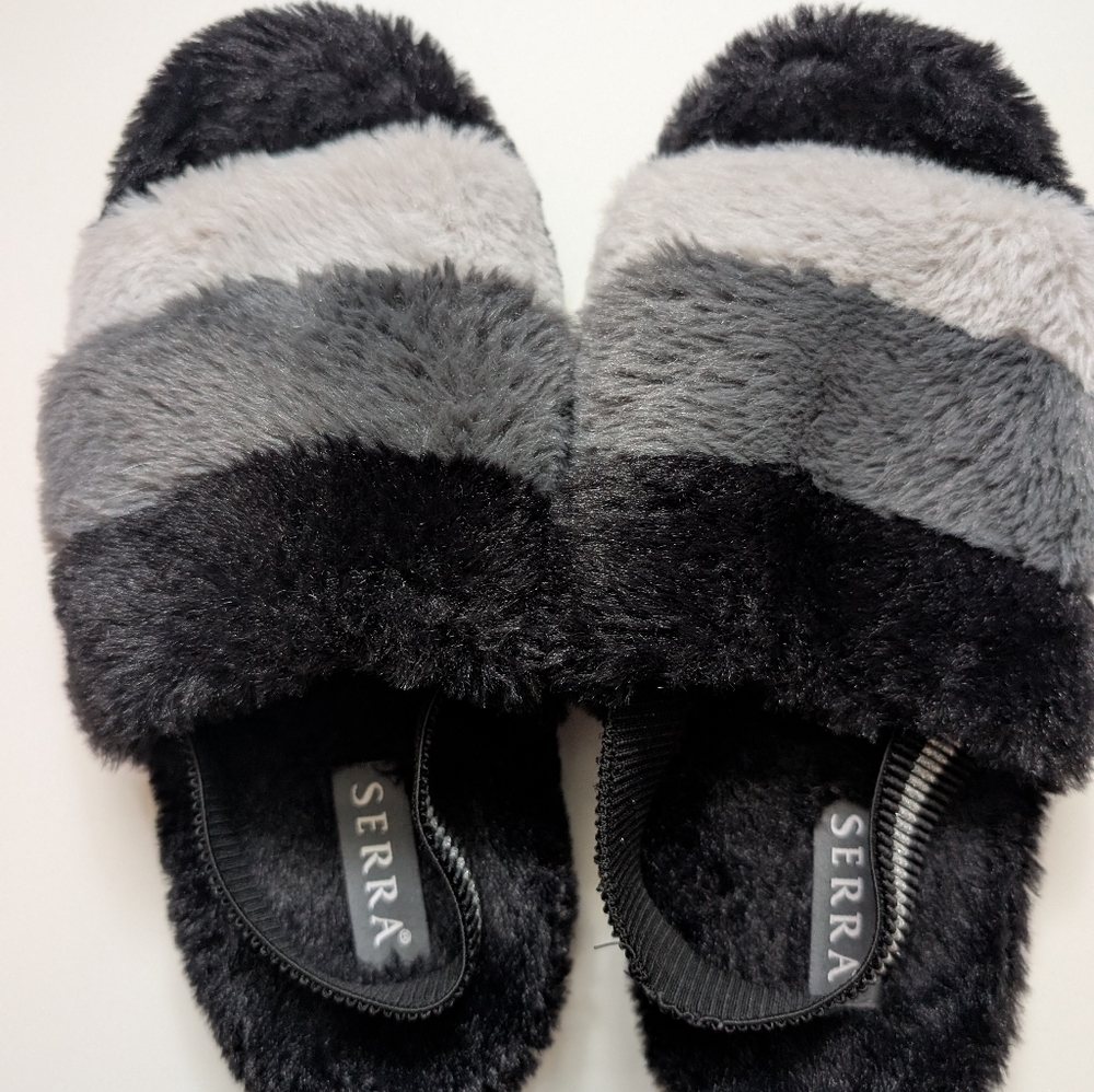Gray Fluffy Slippers